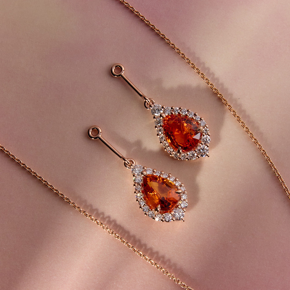 ORANGE SAPPHIRE & DIAMONDS ENHANCER EARRINGS - SOLD