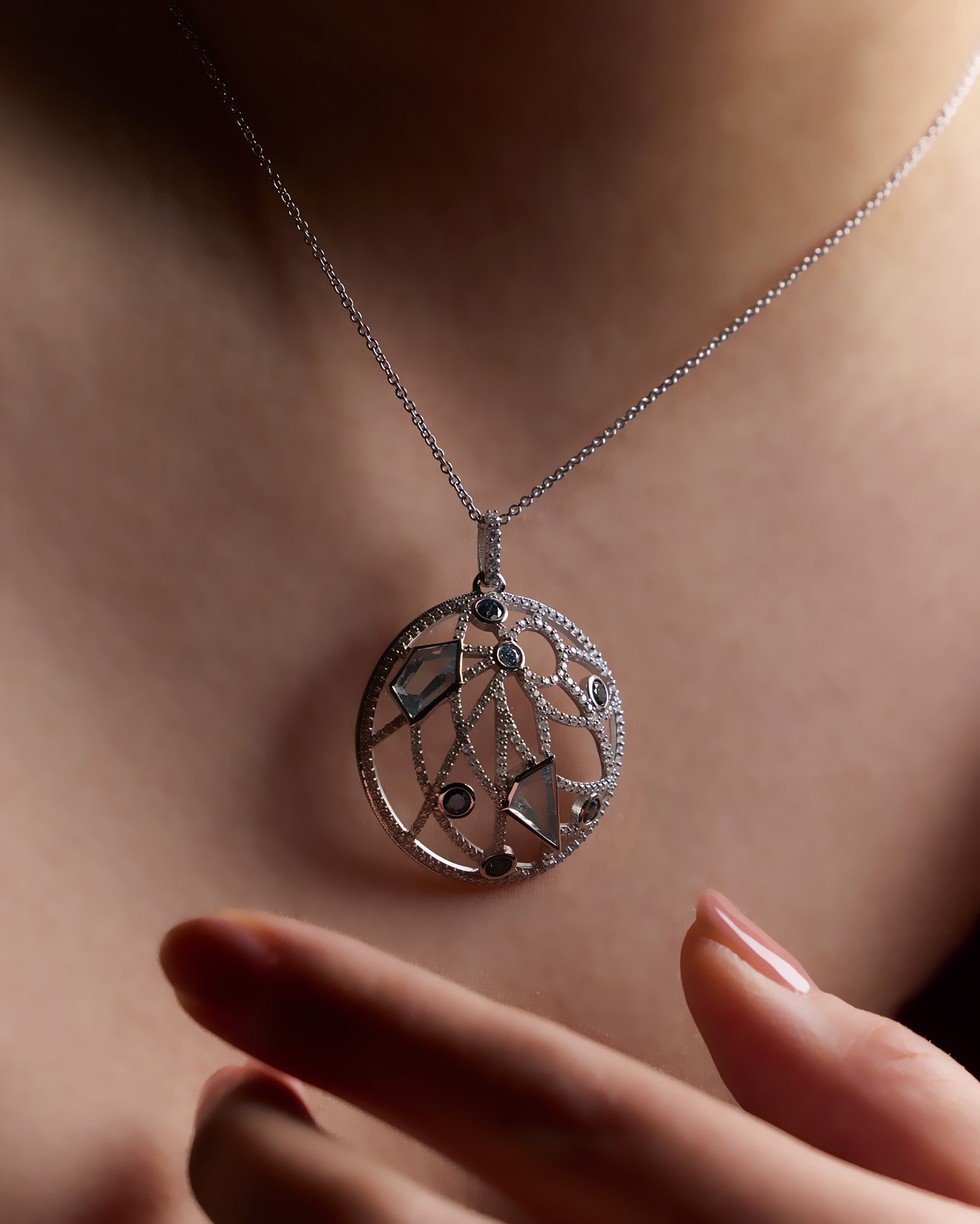 AQUAMARINE DOME PENDANT NECKLACE - SOLD
