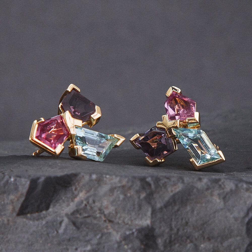 BOUQUET STUDS - AQUAMARINE - SOLD