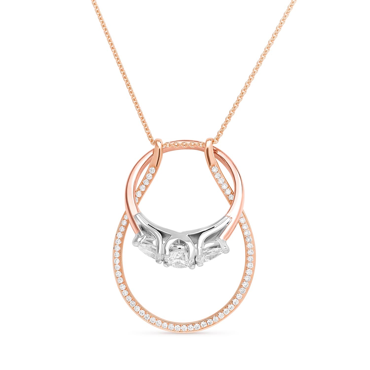 Ring Holder Diamond Necklace - Rose Gold