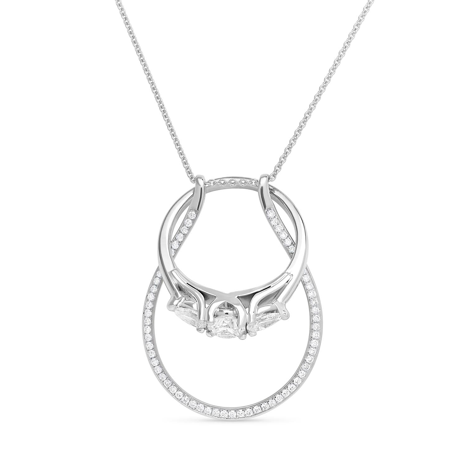 Ring Holder Diamond Necklace - White Gold