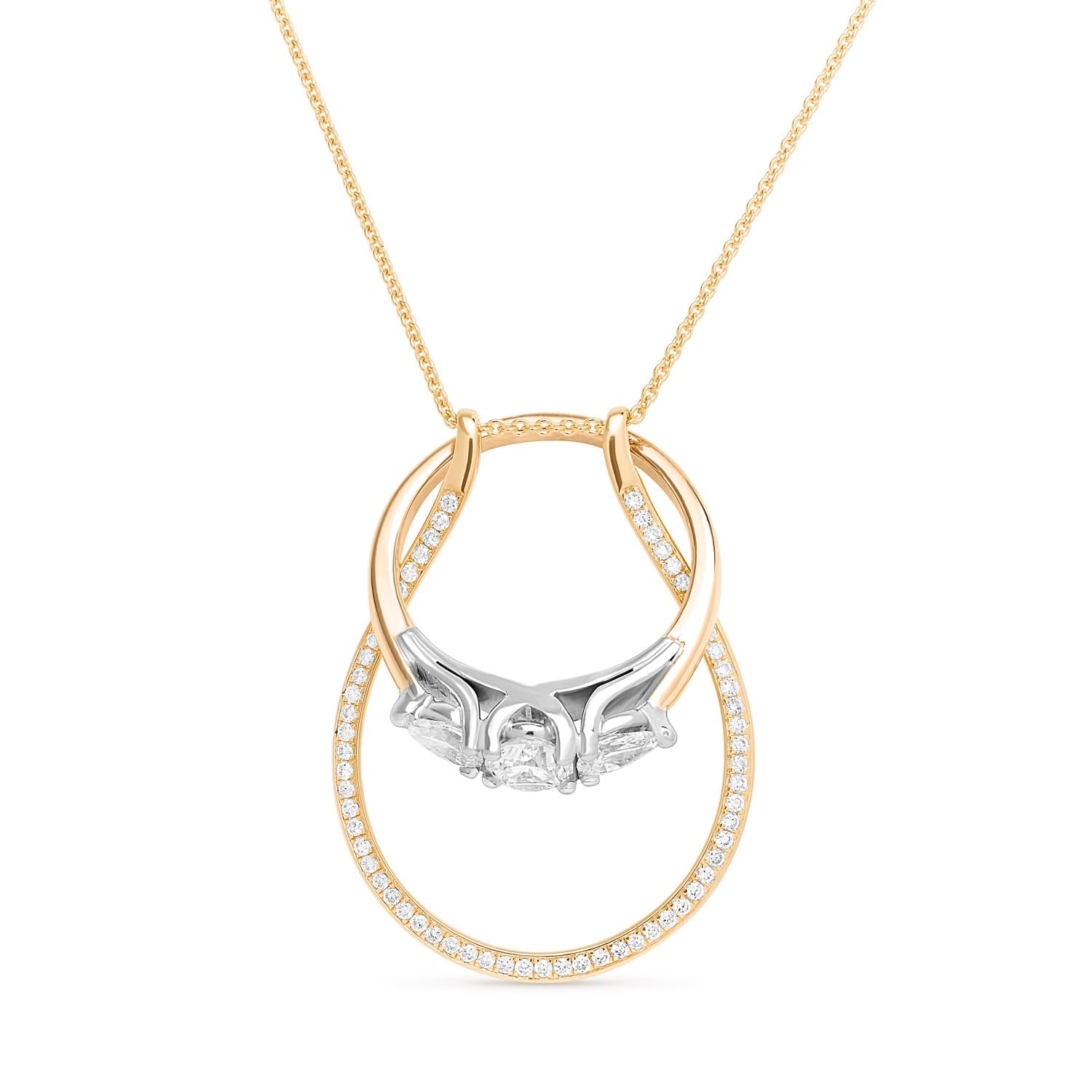 Ring Holder Diamond Necklace - Yellow Gold