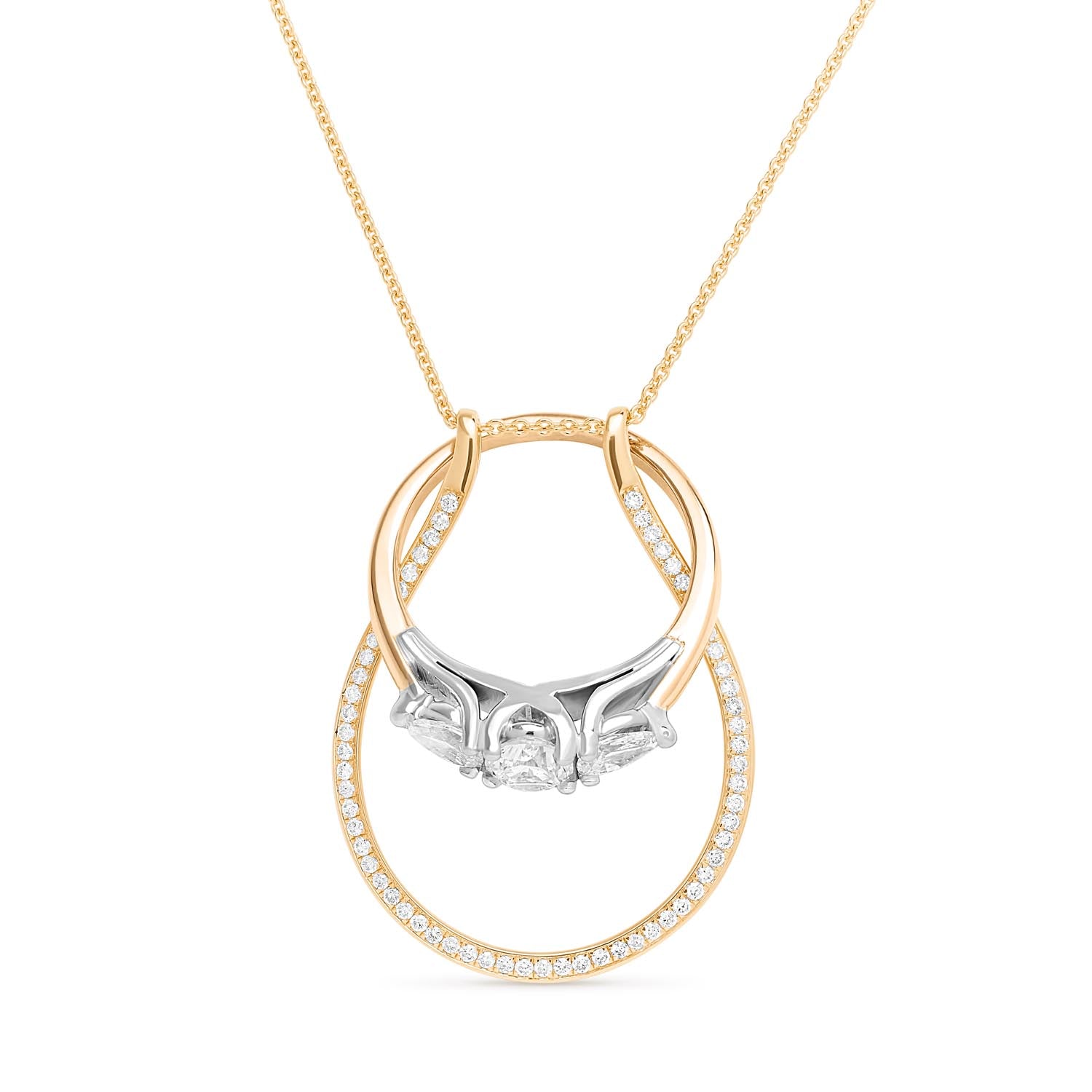 Ring Holder Diamond Necklace Yellow Gold