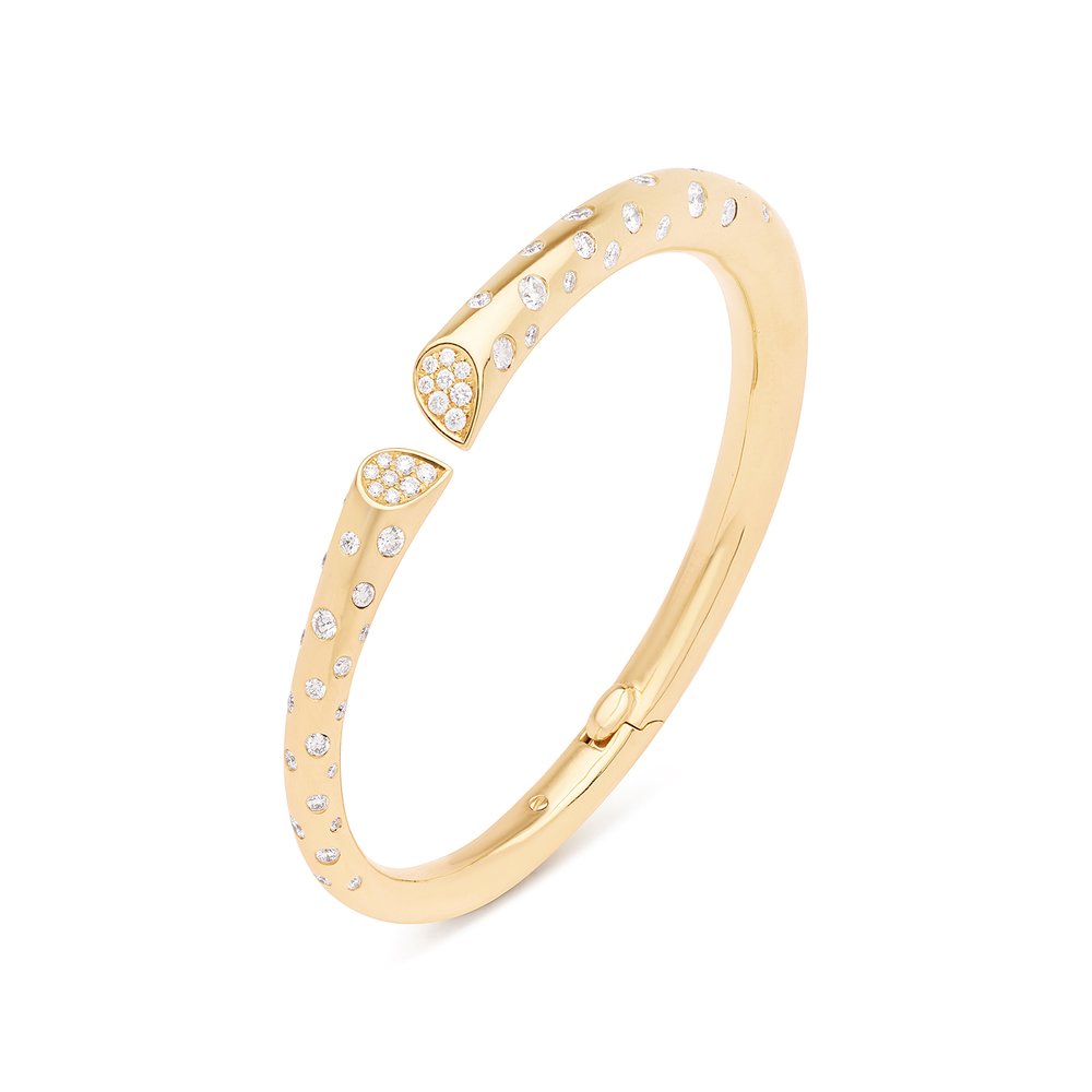 Whispers of Love Spotted Diamond Bangle - Yellow Gold