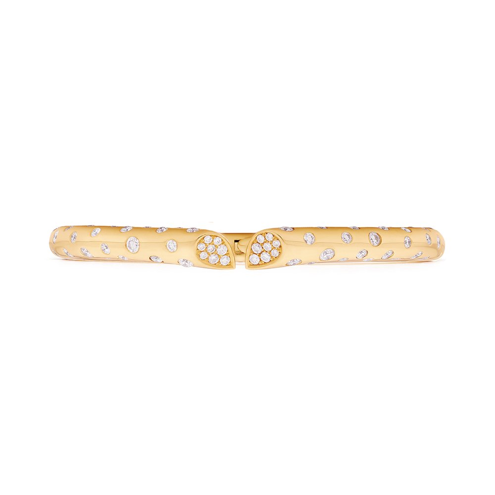 Whispers of Love Spotted Diamond Bangle - Yellow Gold