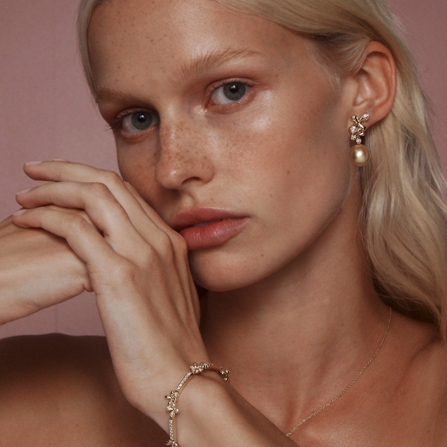Wildflowers Diamond South Sea Pearl Earrings - Yellow Gold