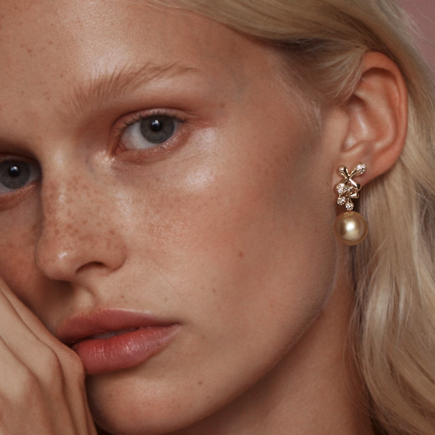 Wildflowers Diamond South Sea Pearl Earrings - Yellow Gold