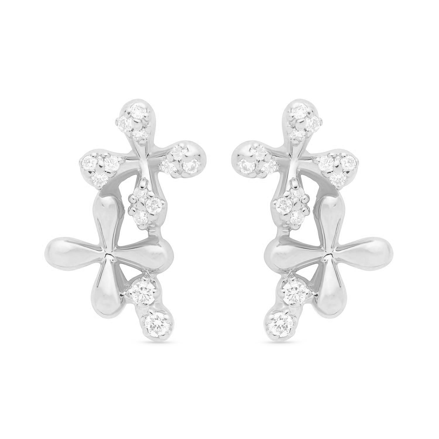 Wildflowers Large Diamond Stud Earrings - White Gold