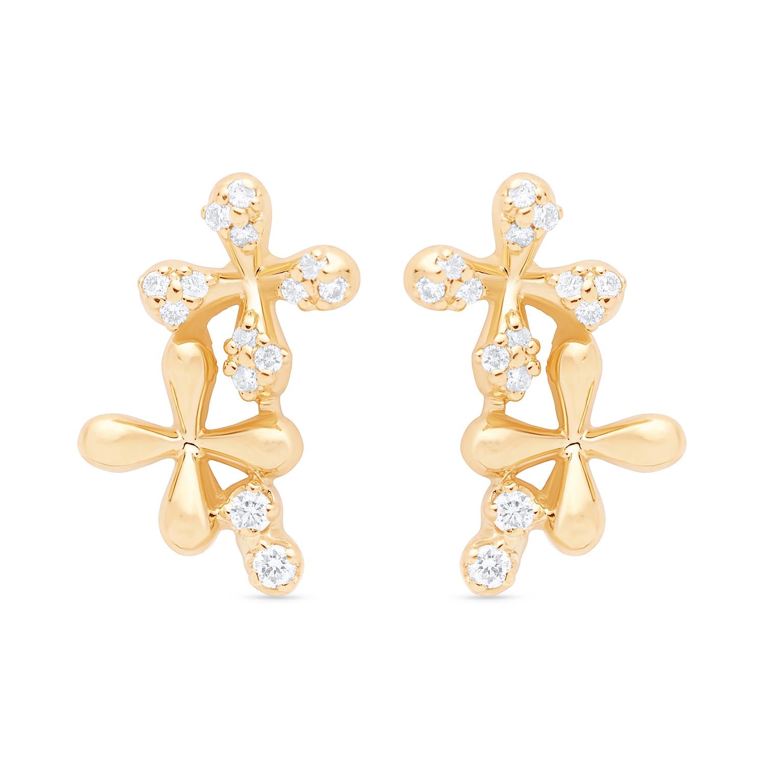 Wildflowers Large Diamond Stud Earrings - Yellow Gold