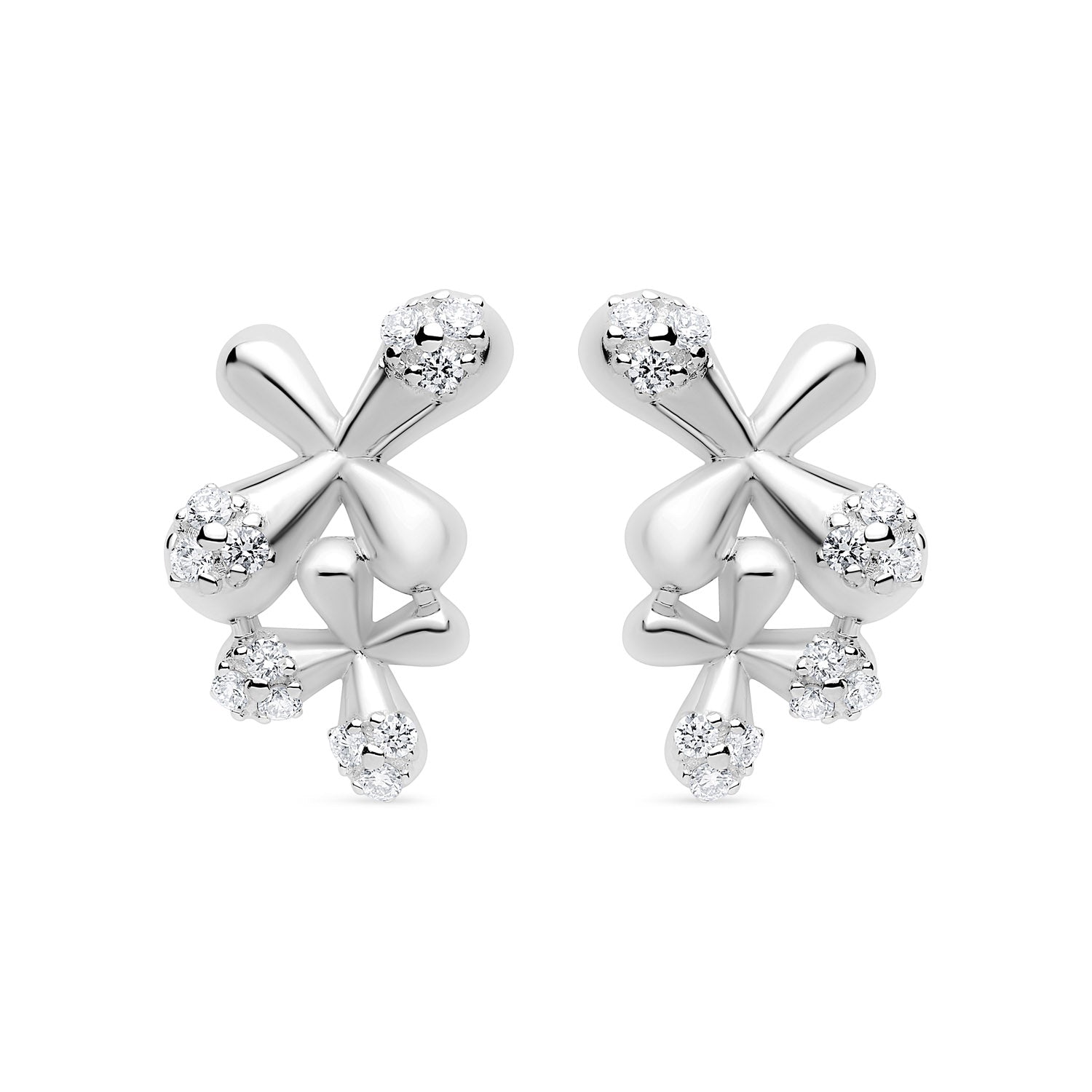 Wildflowers Maxi Diamond Stud Earrings - White Gold