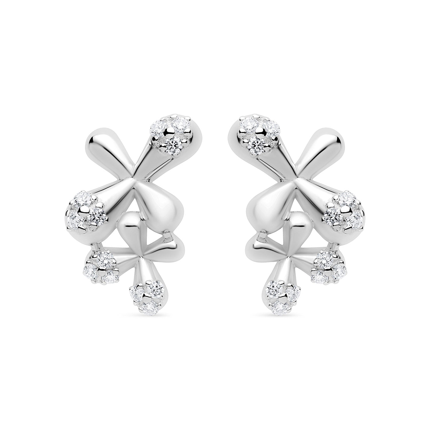 Wildflowers Maxi Diamond Stud Earrings - White Gold