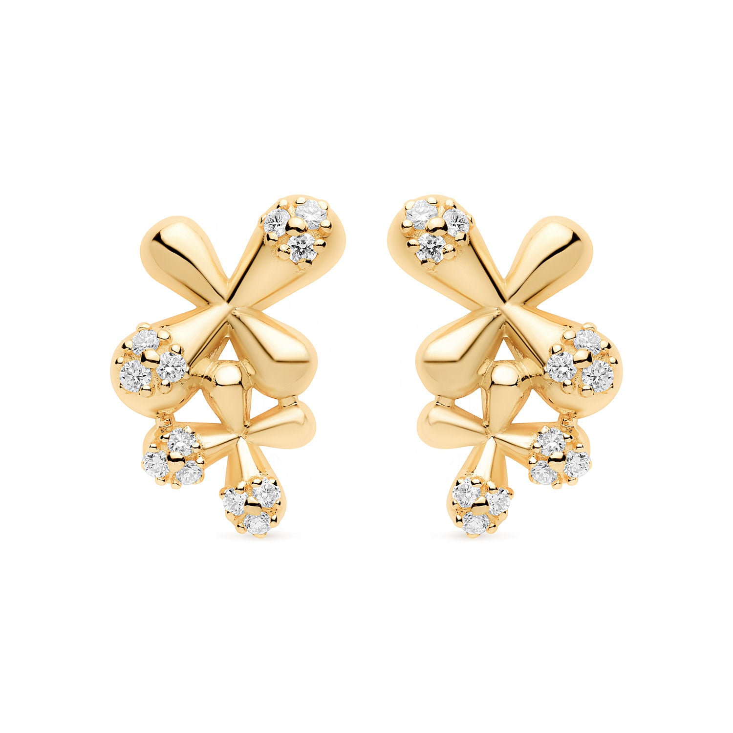 Wildflowers Maxi Diamond Stud Earrings - Yellow Gold