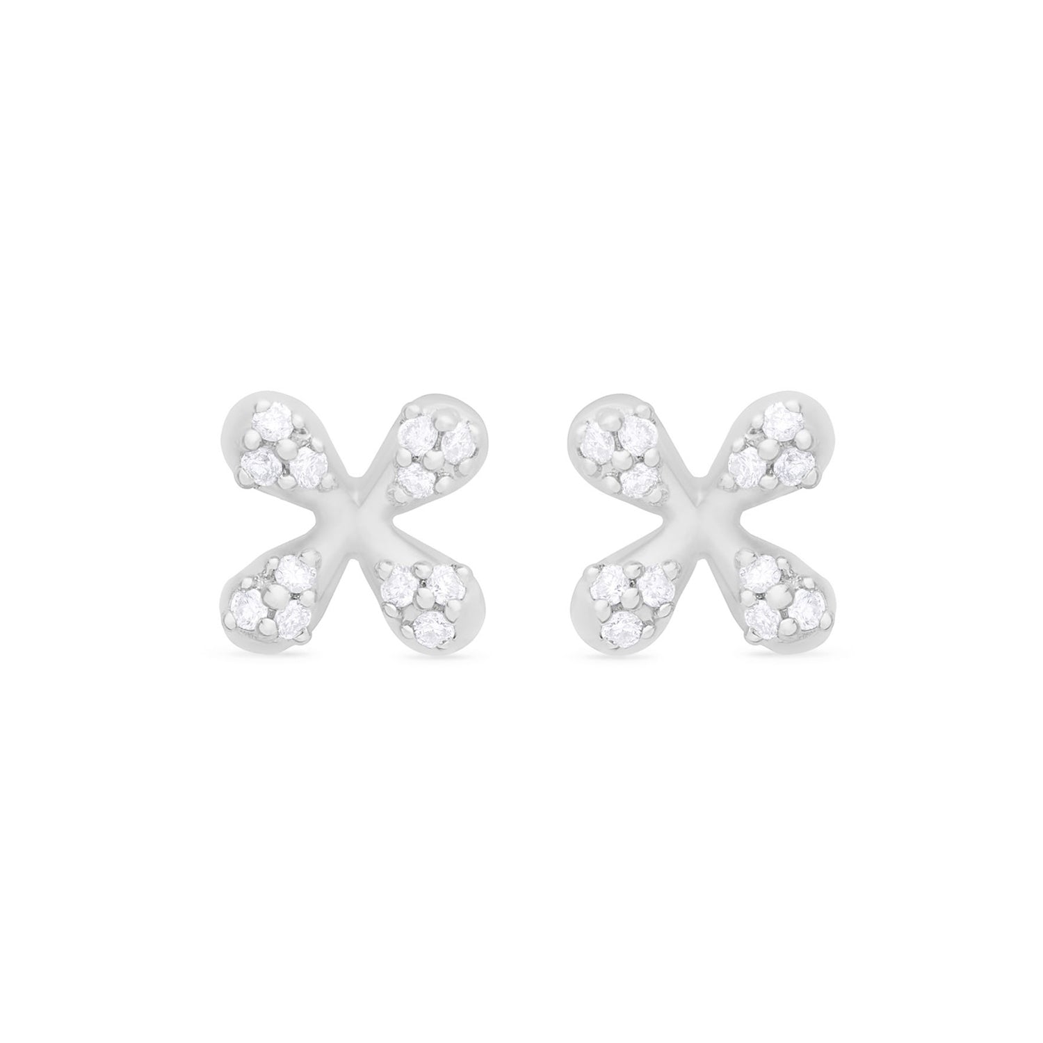 Wildflowers Mini Diamond Stud Earrings - White Gold