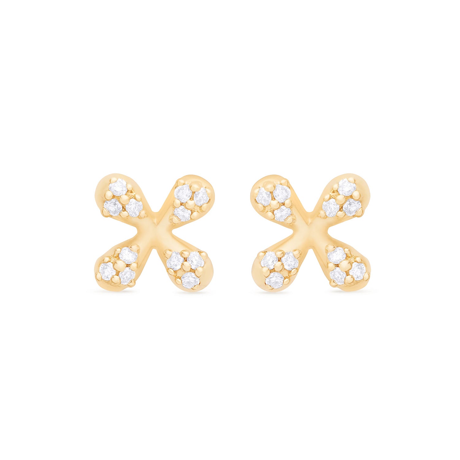 Wildflowers Mini Diamond Stud Earrings - Yellow Gold