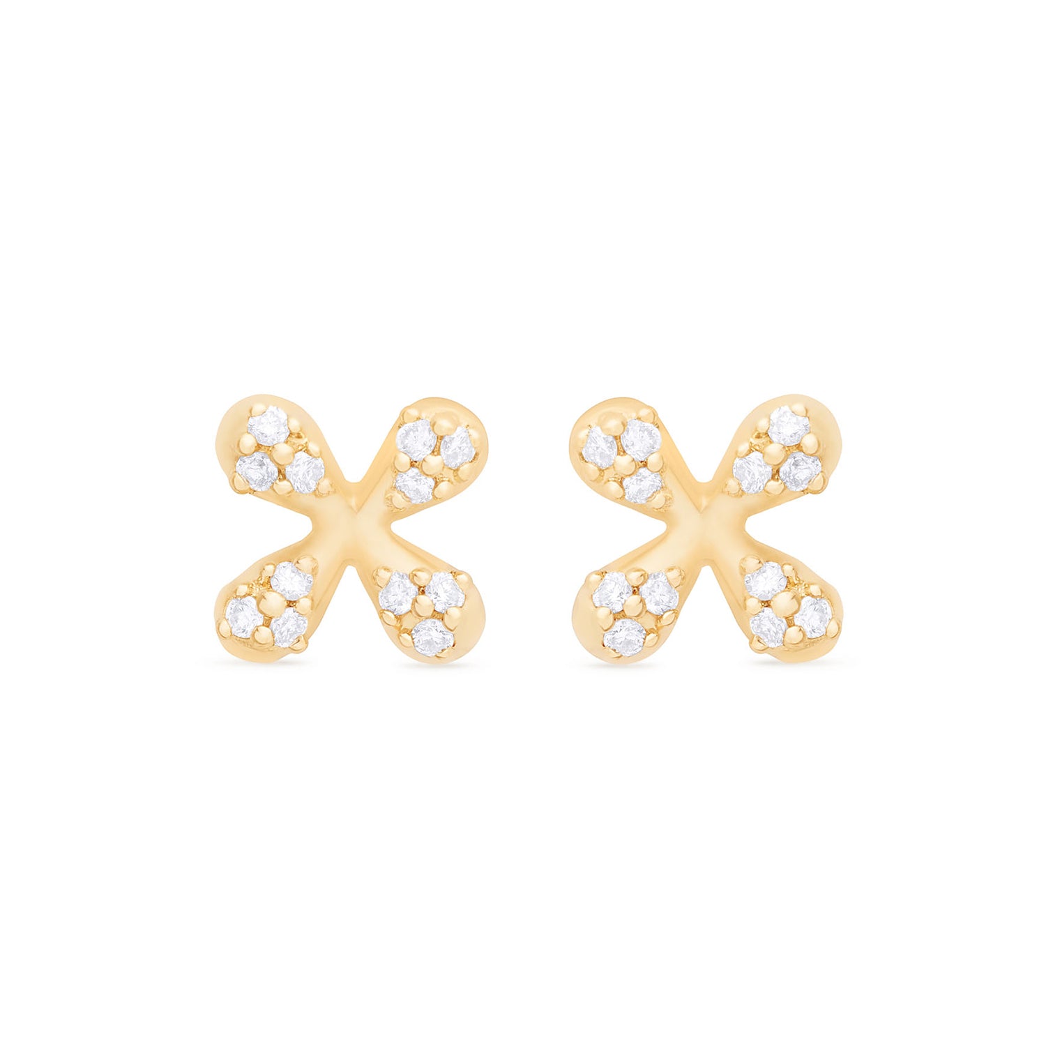 Wildflowers Mini Diamond Stud Earrings - Yellow Gold
