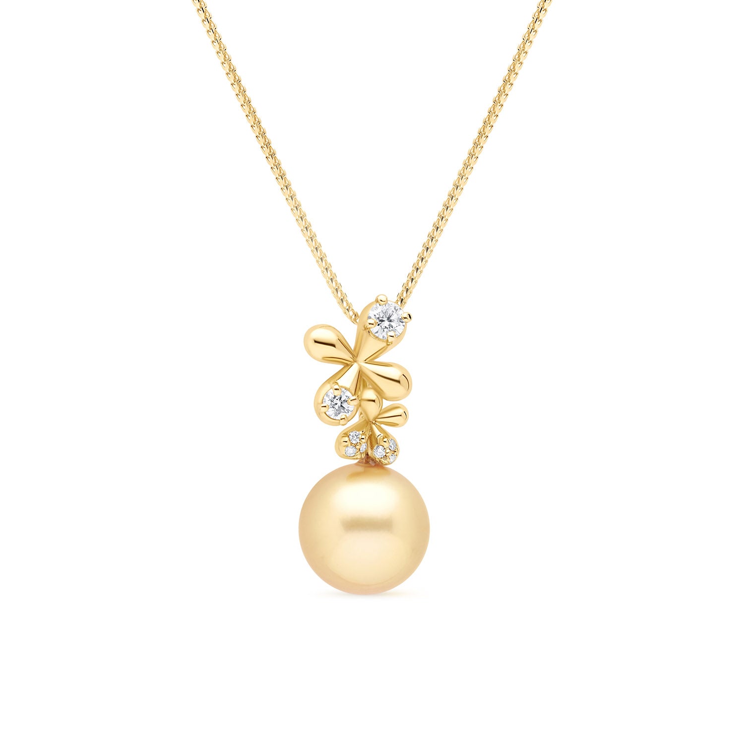 Wildflowers Diamond South Sea Pearl Pendant - Yellow Gold