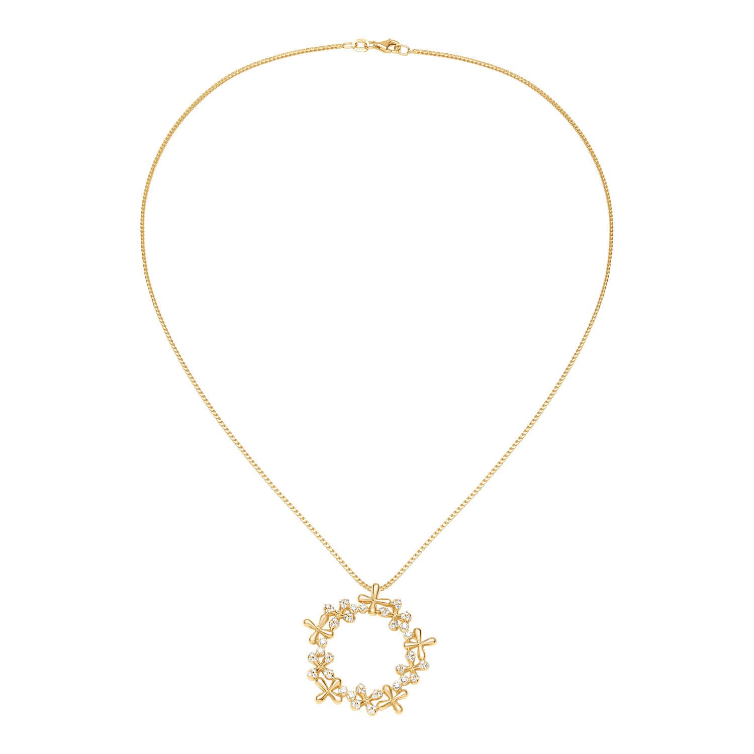 Wildflowers Large Diamond Wreath Pendant - Yellow Gold