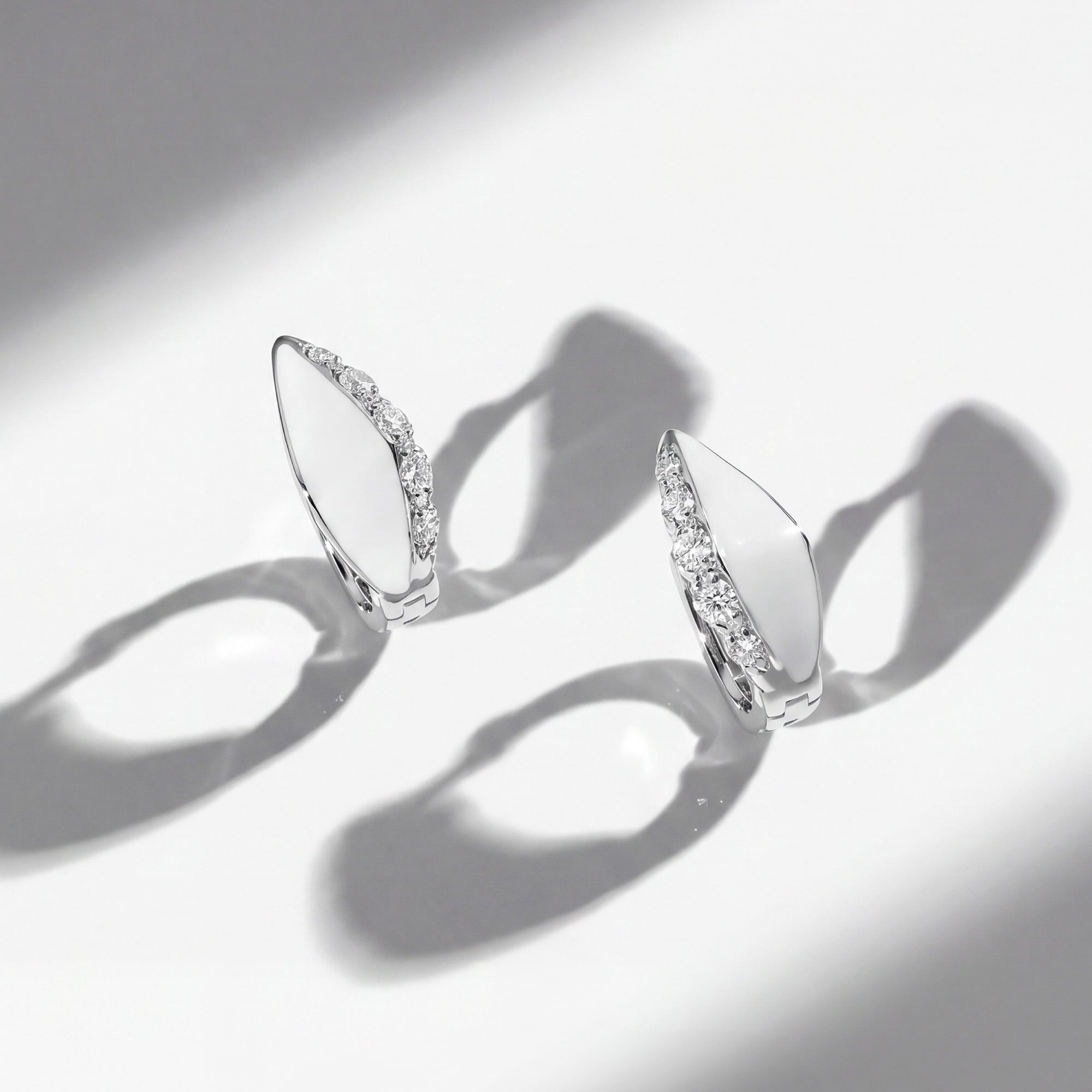 ECLIPSE SCULPTED DIAMONDS & ENAMEL HOOP EARRINGS - SOLD