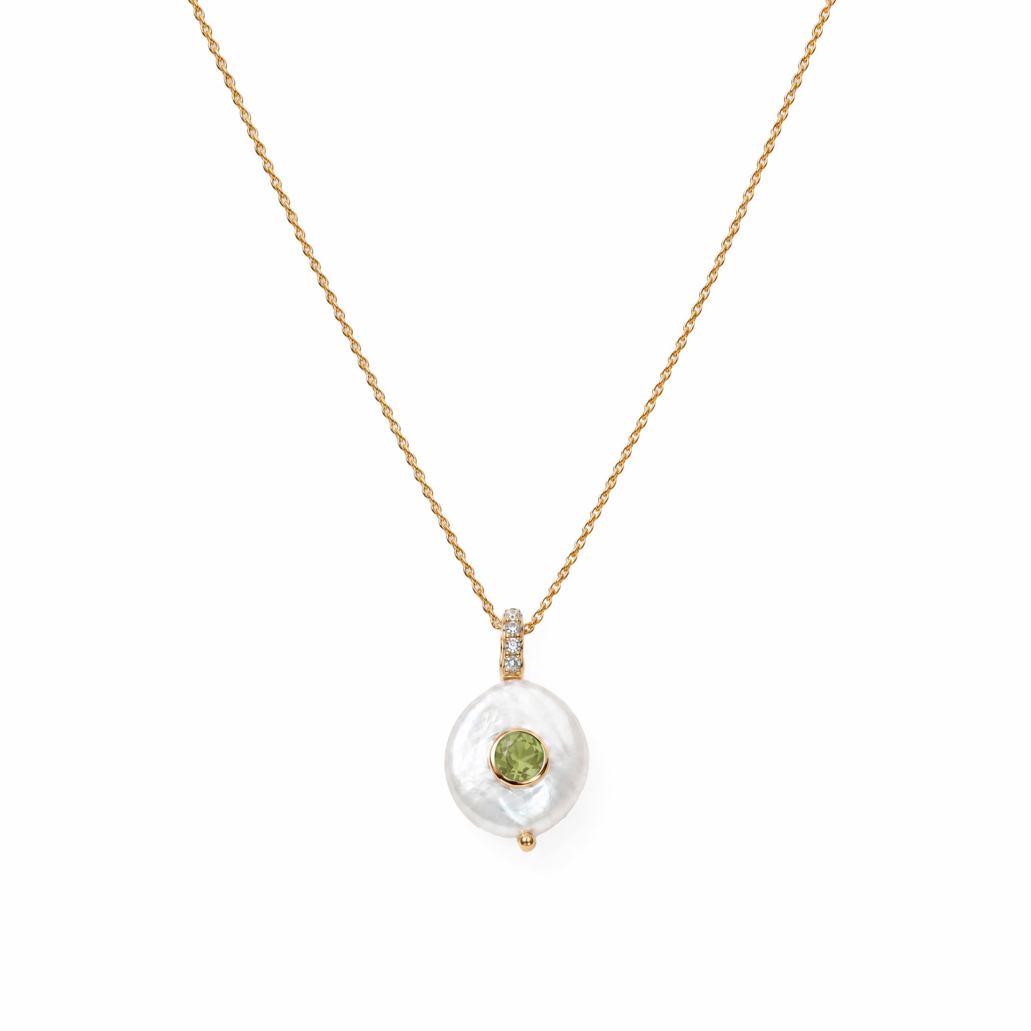 Gemdrops Coin Pearl Charm - Peridot