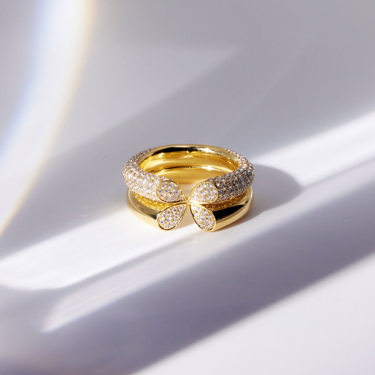 Whispers of Love Wide Diamond Ring - Yellow Gold