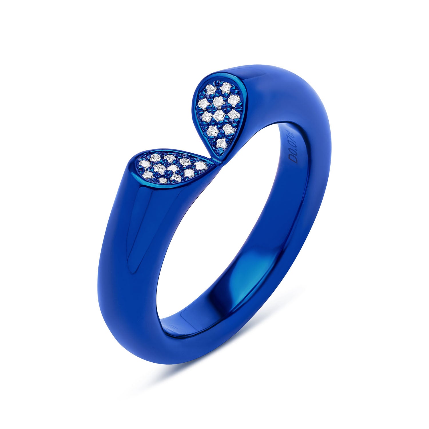 Whispers of Love Wide Titanium Ring - Blue