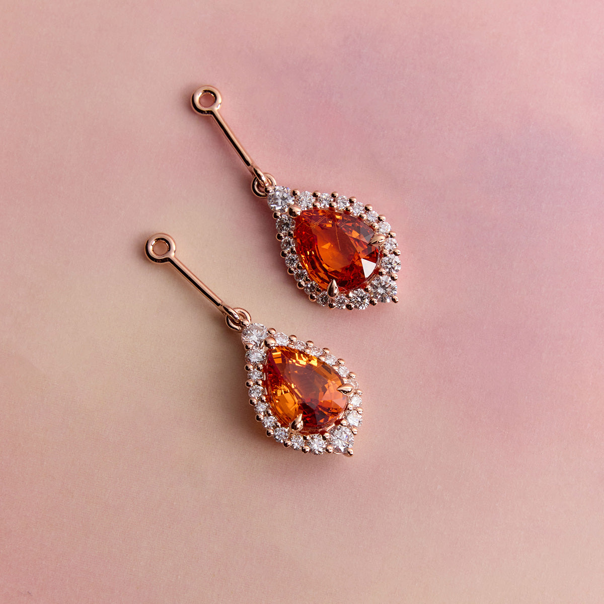 ORANGE SAPPHIRE & DIAMONDS ENHANCER EARRINGS - SOLD