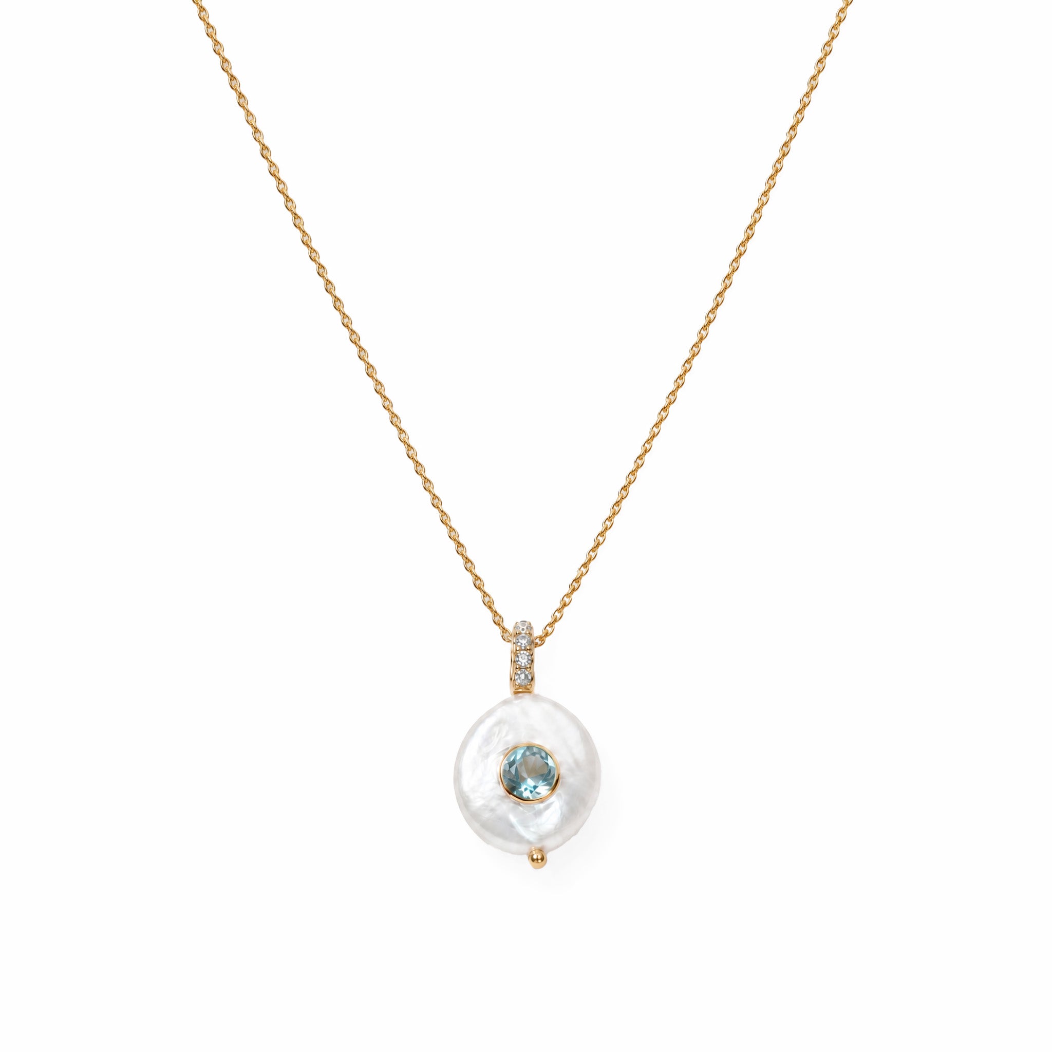 Gemdrops Coin Pearl Charm - Blue Topaz