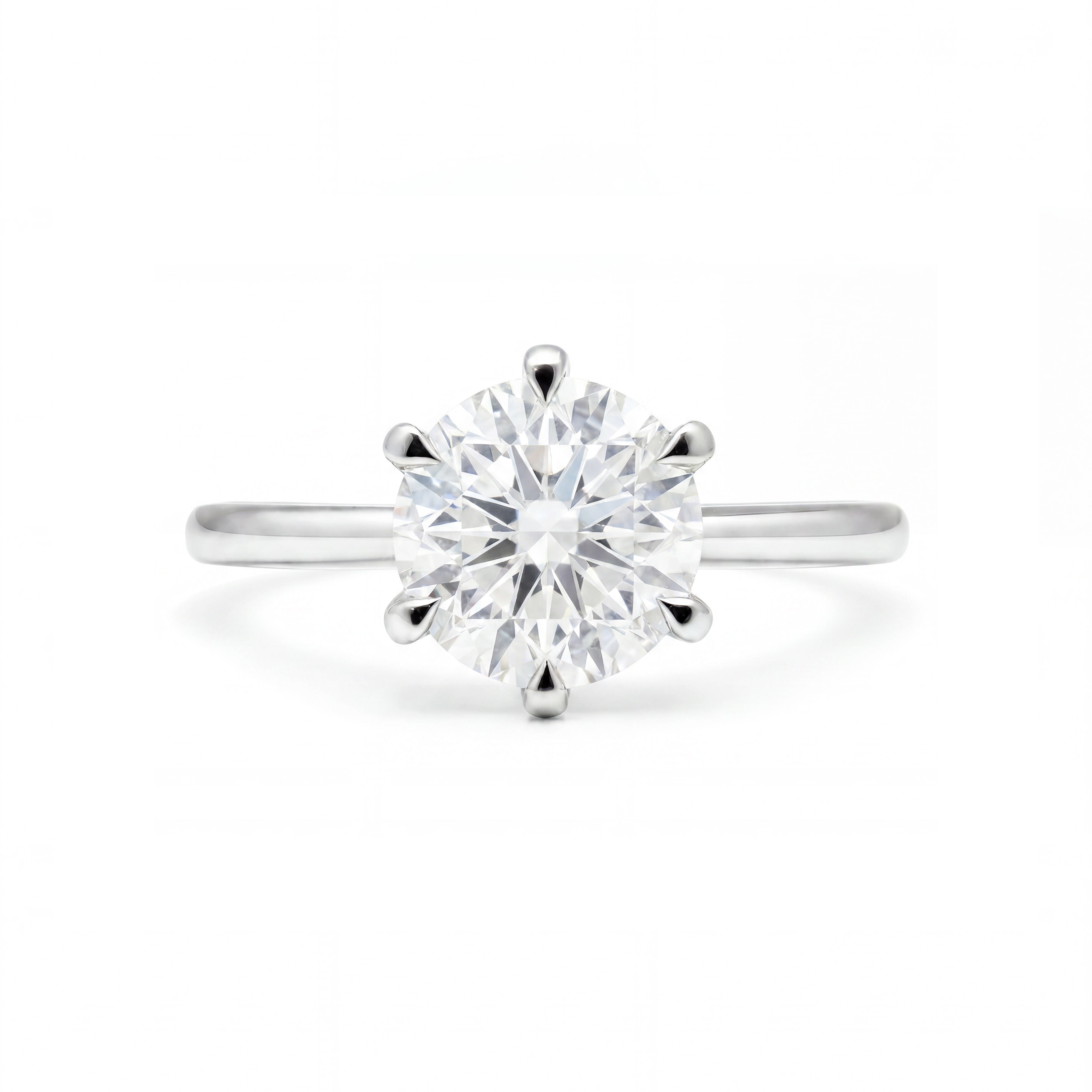 Faith Jewels Chantelle Engagement Ring – round brilliant solitaire diamond on a sleek white gold band with a six-prong setting