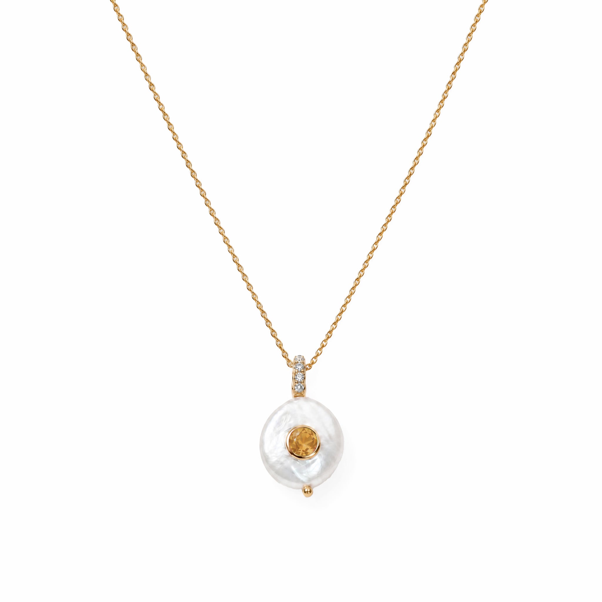 Gemdrops Coin Pearl Charm - Citrine