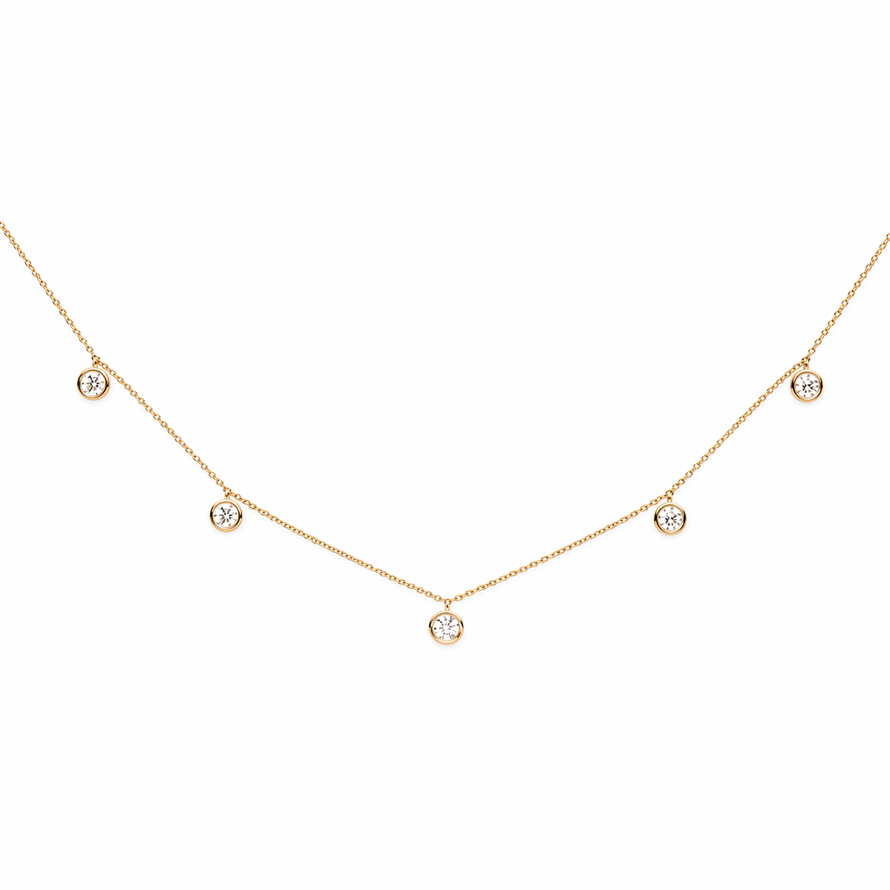 Everyday Diamonds single necklace 9k yellow gold, 0.65ct white diamonds, minimalist fine diamond chain 43cm elegant everyday jewellery