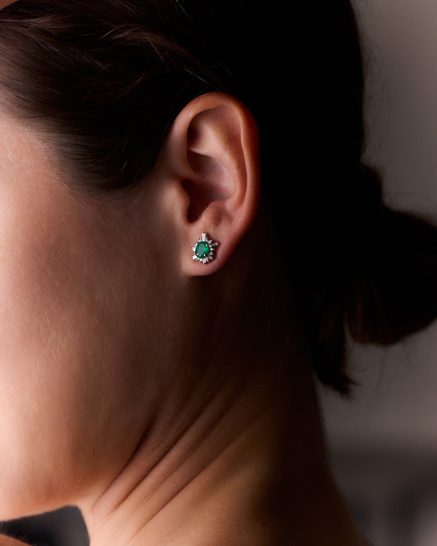 Emerald Sunburst Earring Studs - SOLD