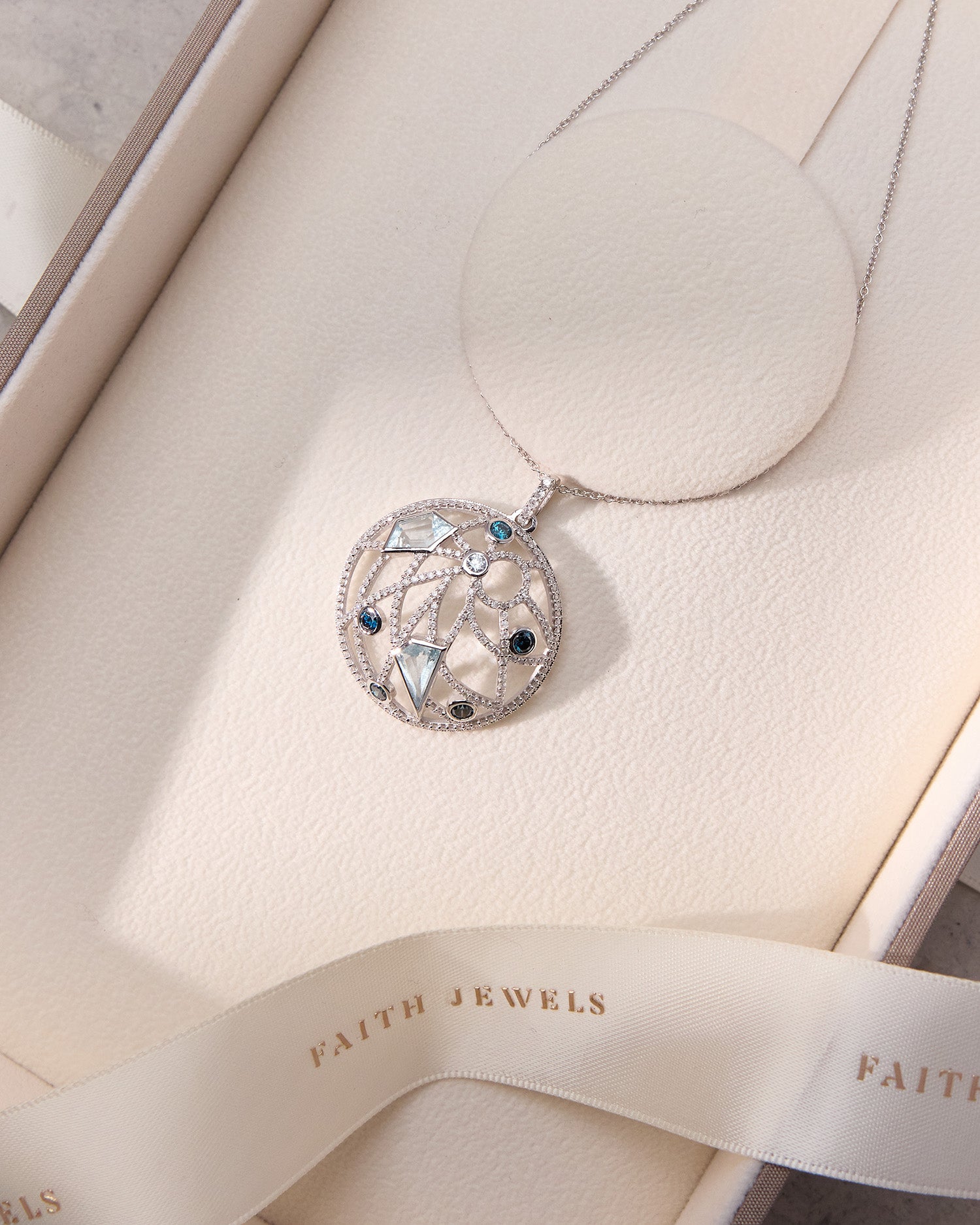 AQUAMARINE DOME PENDANT NECKLACE - SOLD