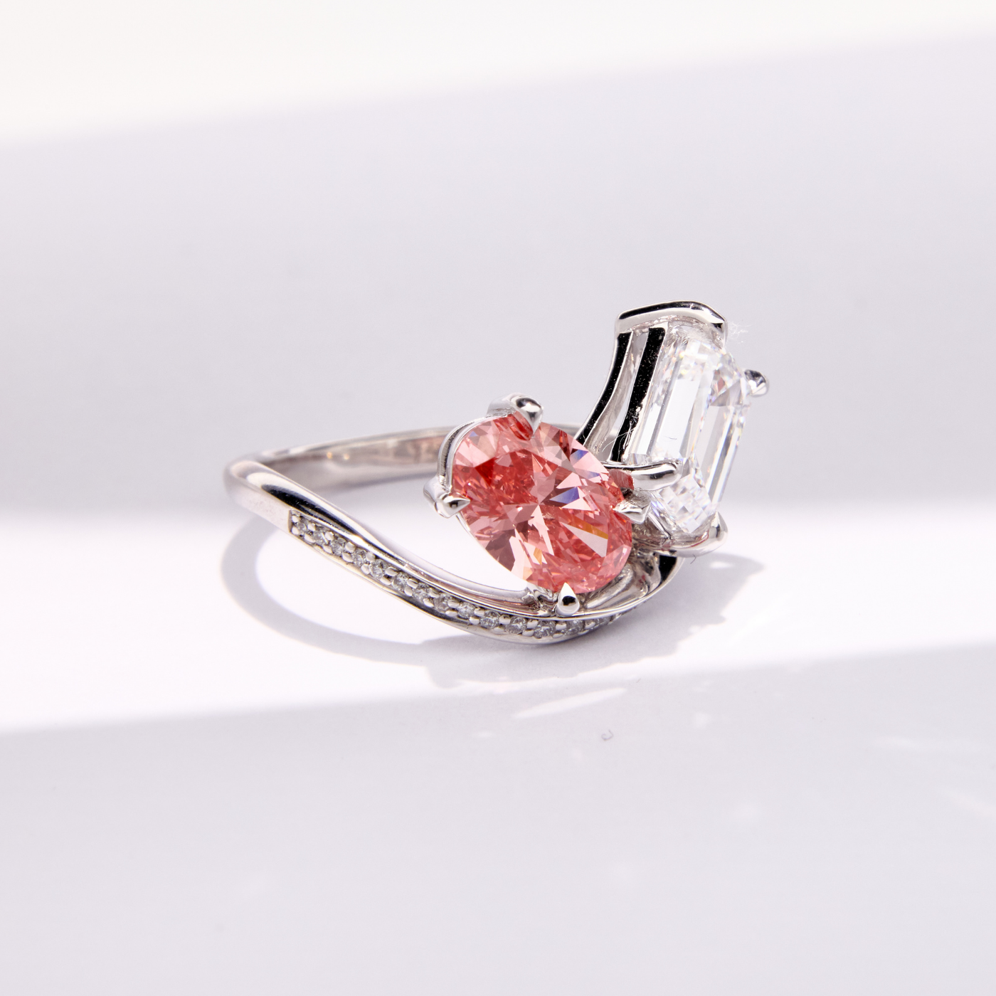 PINK & WHITE DIAMOND DUET RING - SOLD
