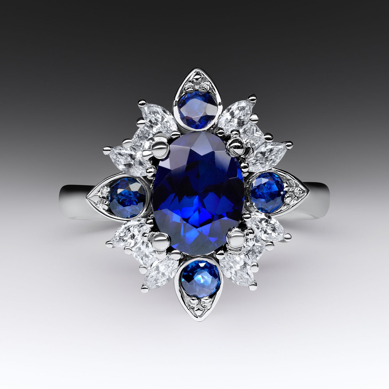 EMZO BLUE SAPPHIRE & DIAMOND RING - SOLD