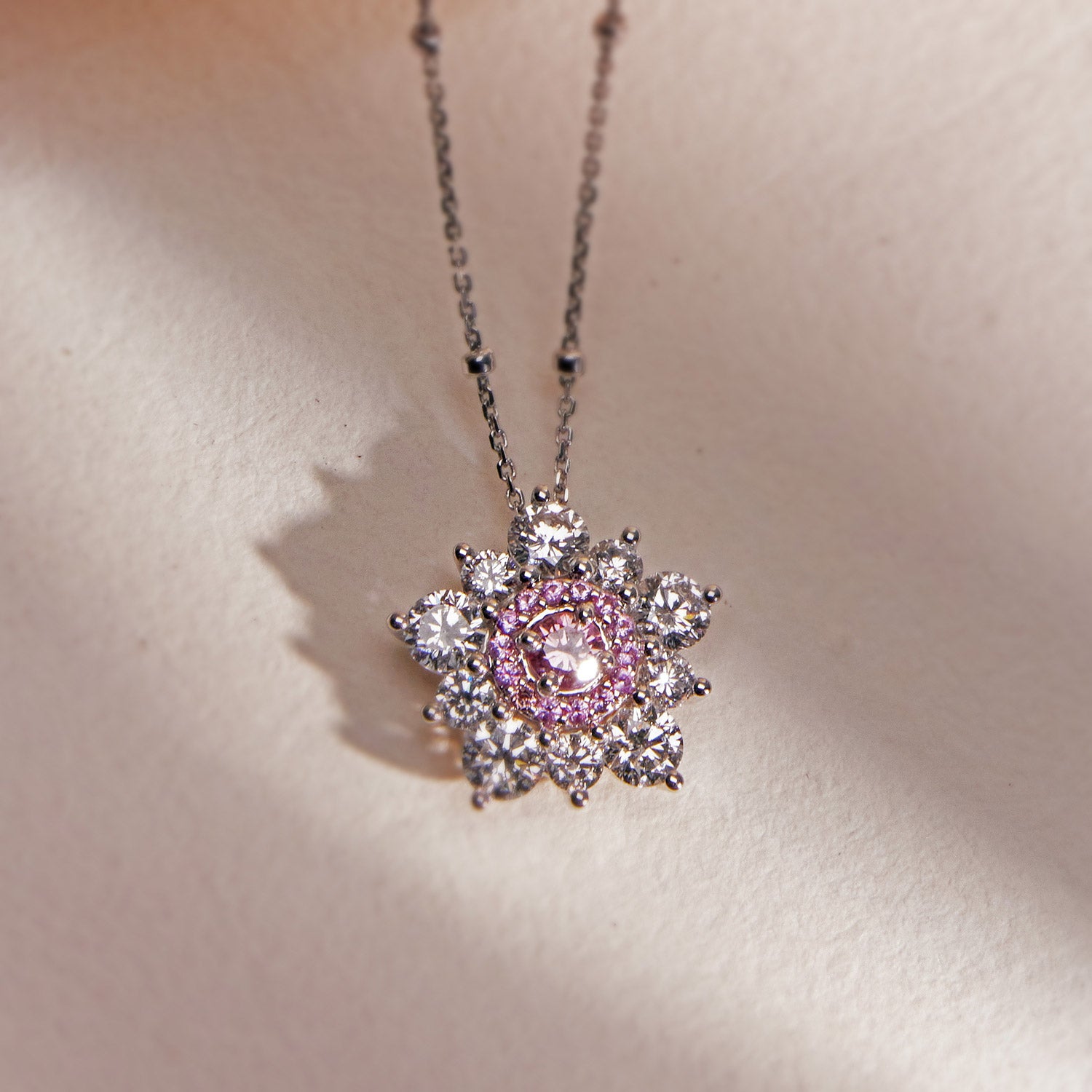 SNOWFLAKE PENDANT - PINK SAPPHIRE