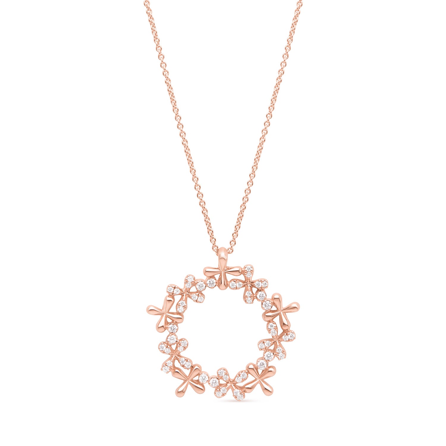 Wildflowers Medium Diamond Wreath Pendant - Rose Gold