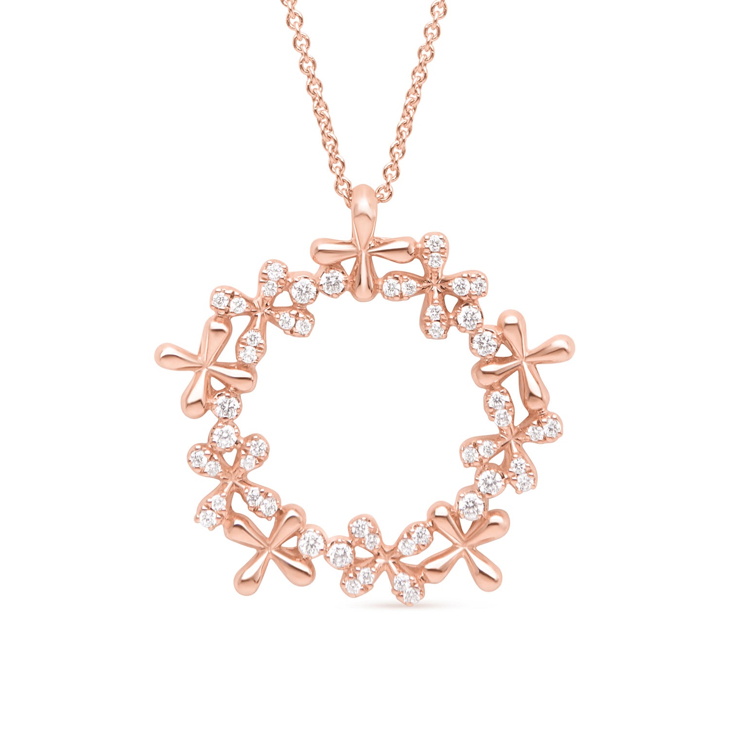 Wildflowers Medium Diamond Wreath Pendant - Rose Gold