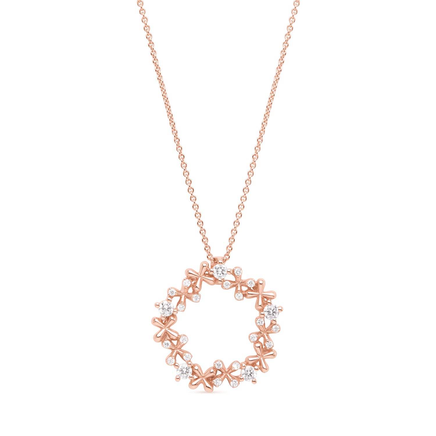 Wildflowers Mini Diamond Wreath Pendant - Rose Gold