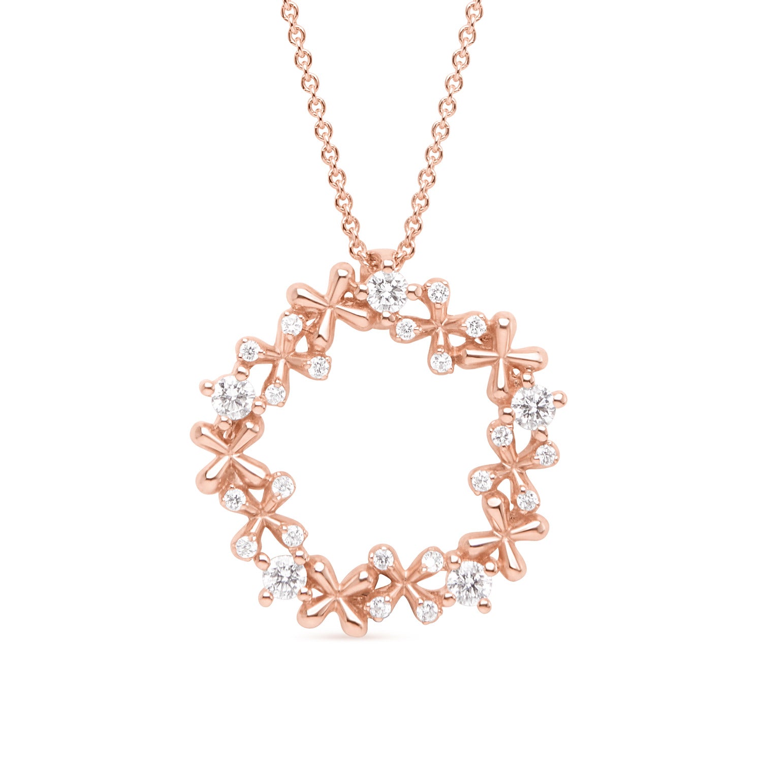 Wildflowers Mini Diamond Wreath Pendant - Rose Gold