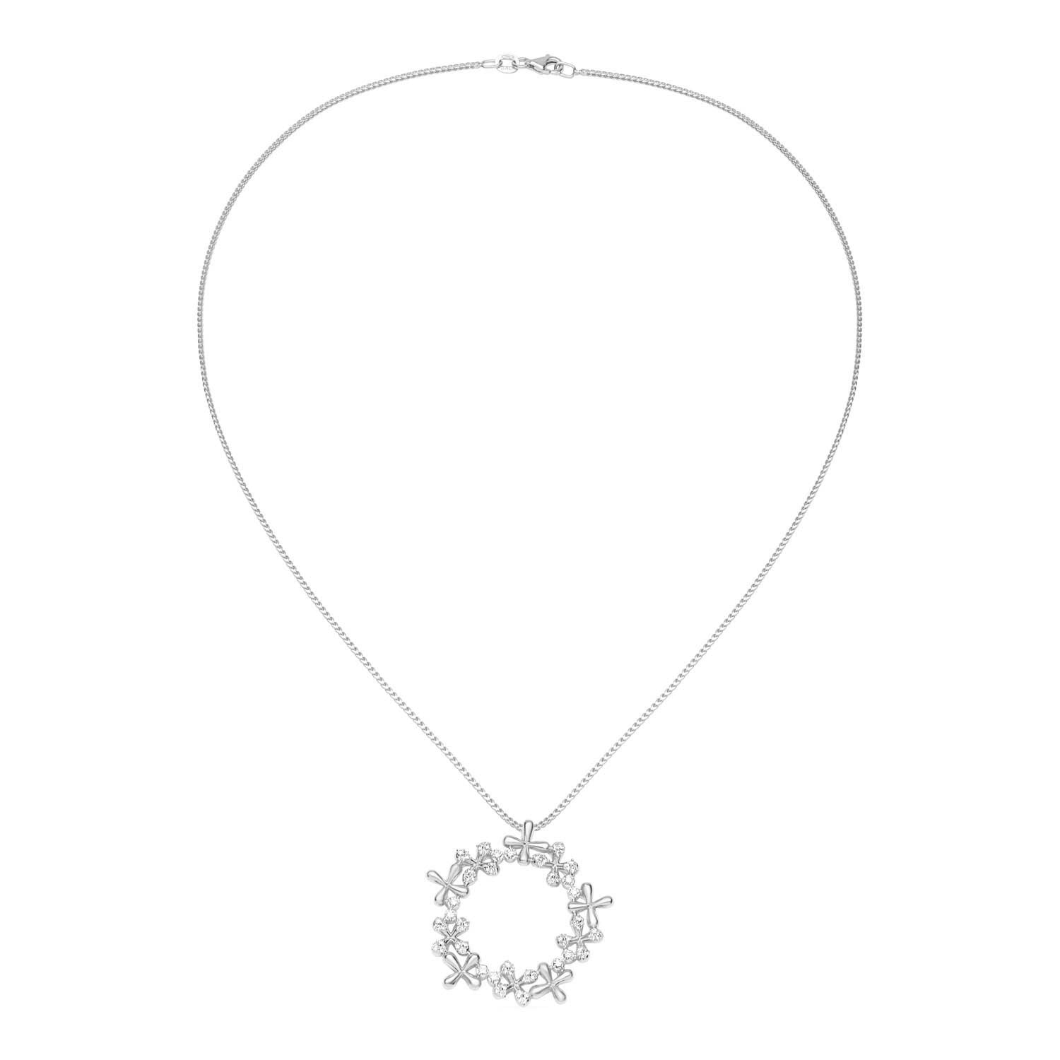 Wildflowers Large Diamond Wreath Pendant - White Gold