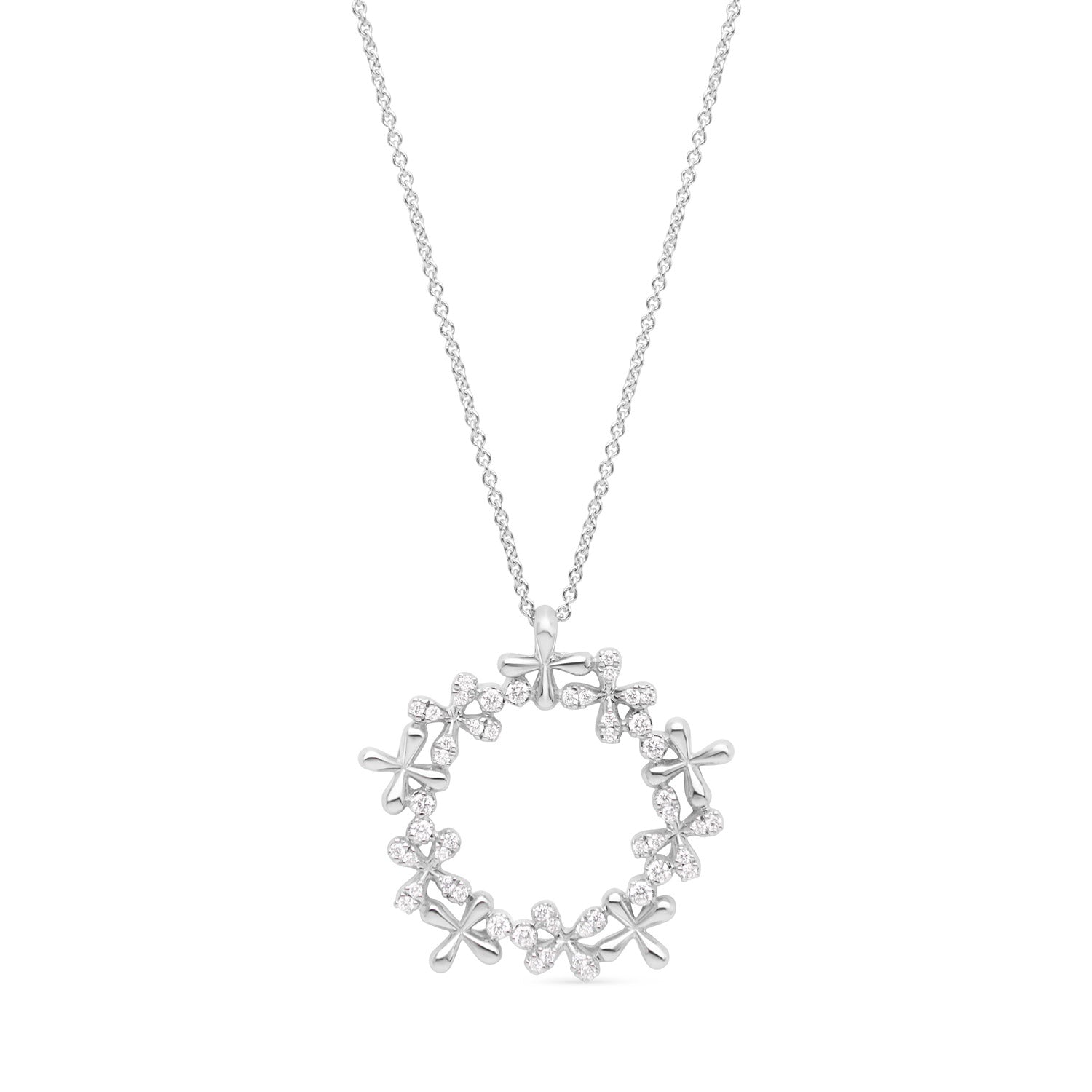 Wildflowers Medium Diamond Wreath Pendant - White Gold