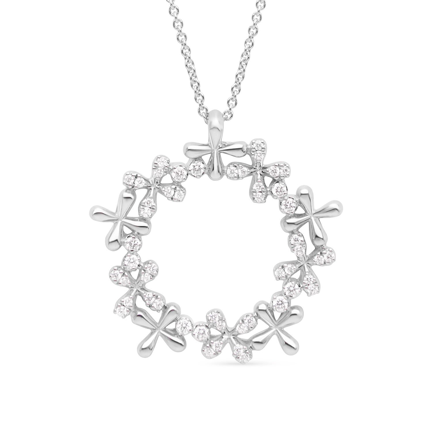 Wildflowers Medium Diamond Wreath Pendant - White Gold