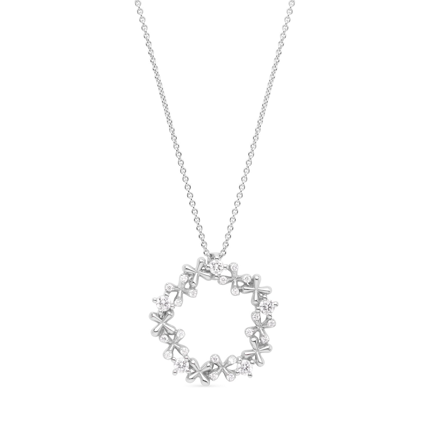 Wildflowers Mini Diamond Wreath Pendant - White Gold