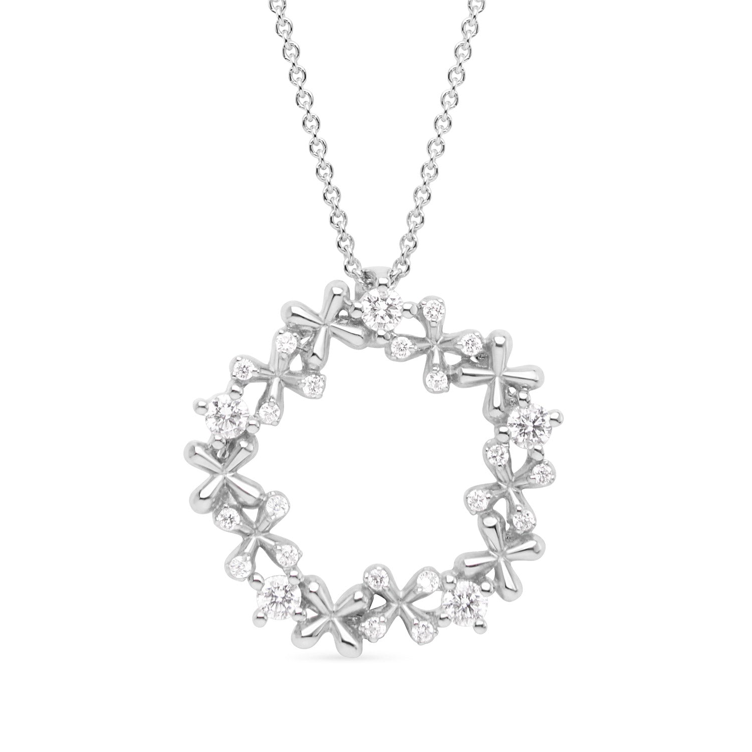 Wildflowers Mini Diamond Wreath Pendant - White Gold