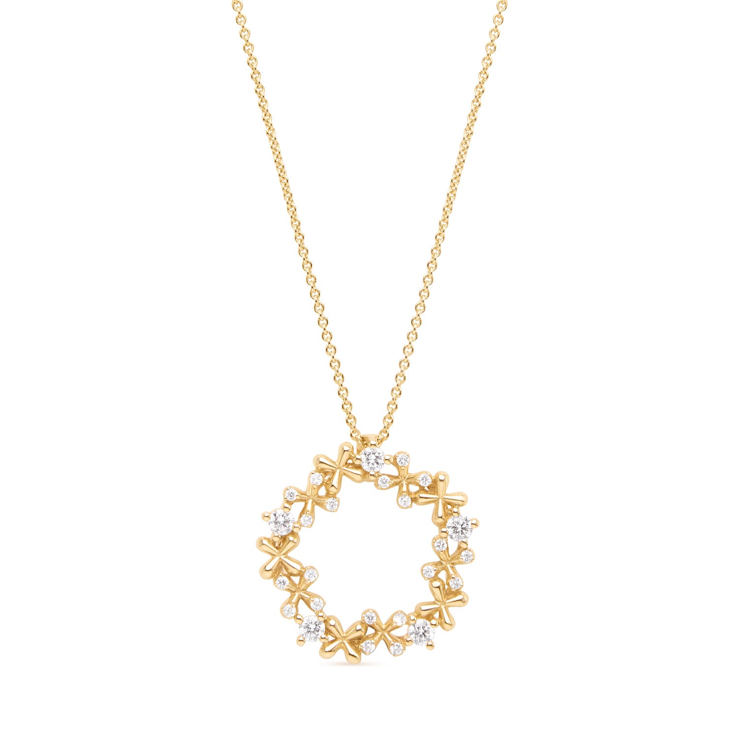 Wildflowers Mini Diamond Wreath Pendant - Yellow Gold