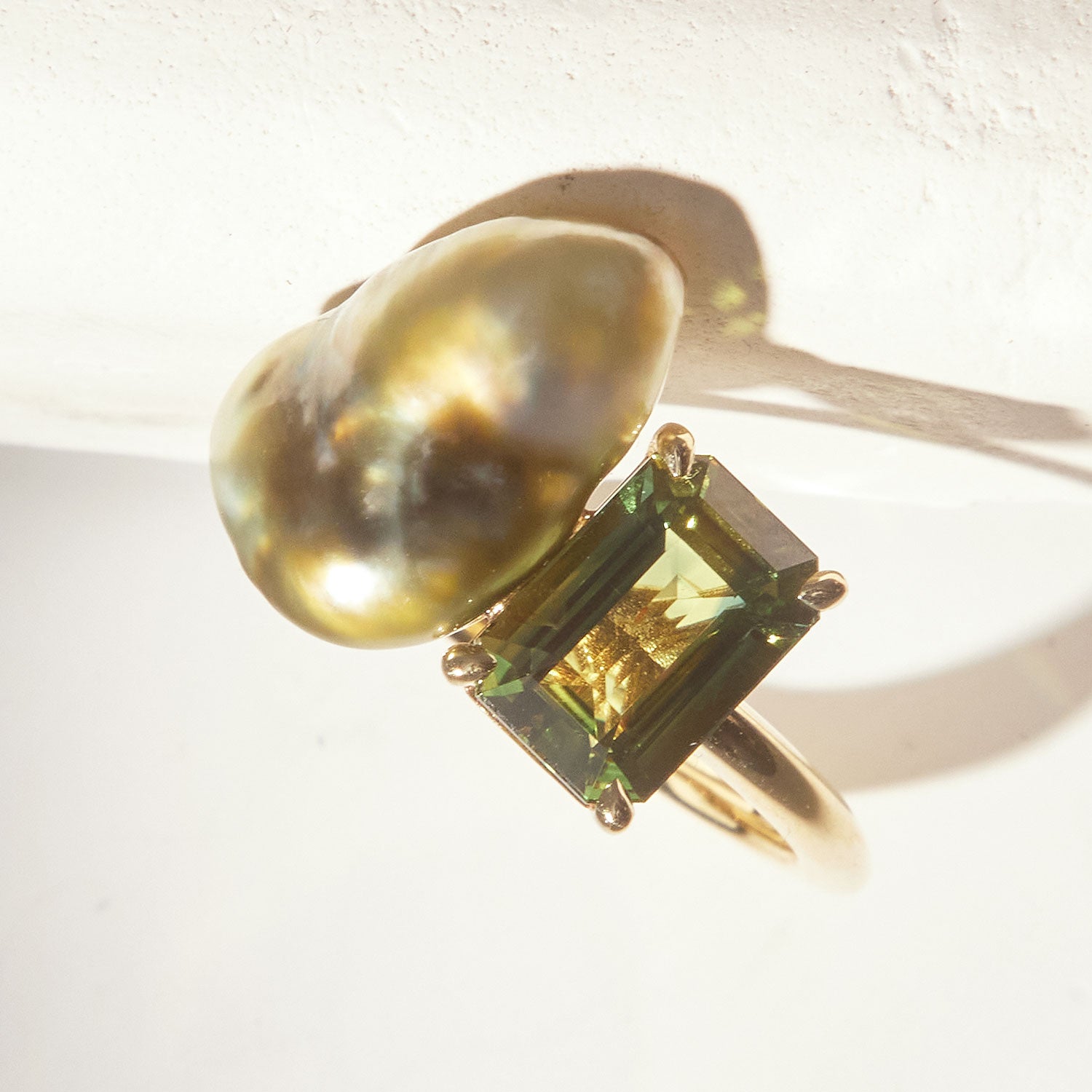 TOI ET MOI RING - BAROQUE PEARL & TOURMALINE - SOLD