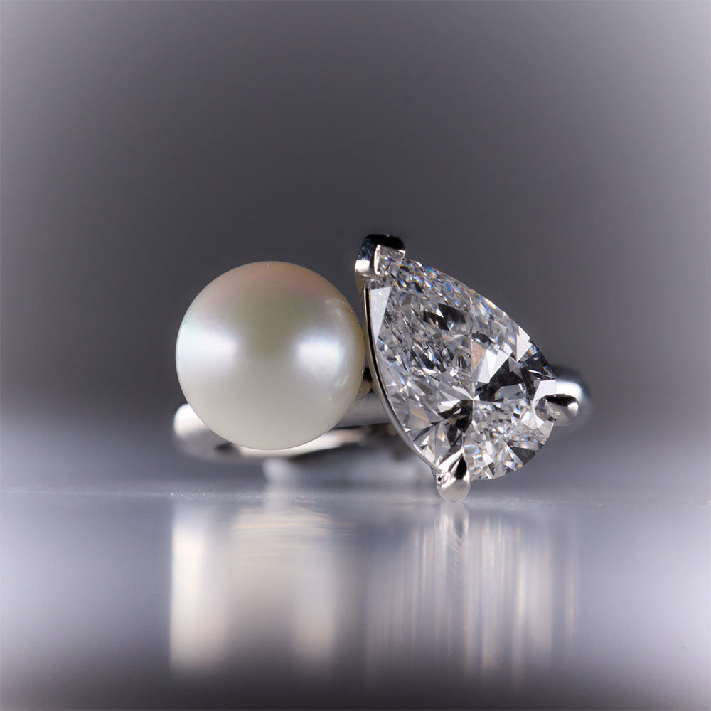 PEARL & PEAR TOI ET MOI RING - SOLD