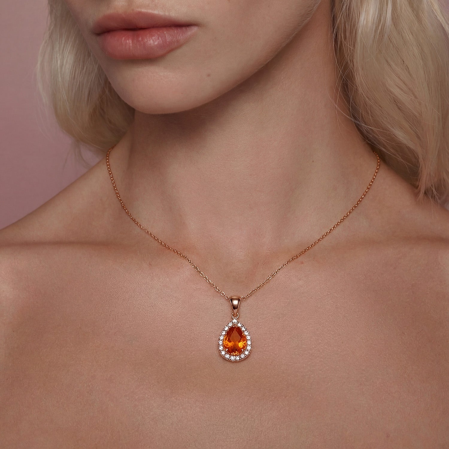 ORANGE SAPPHIRE & DIAMOND PENDANT
