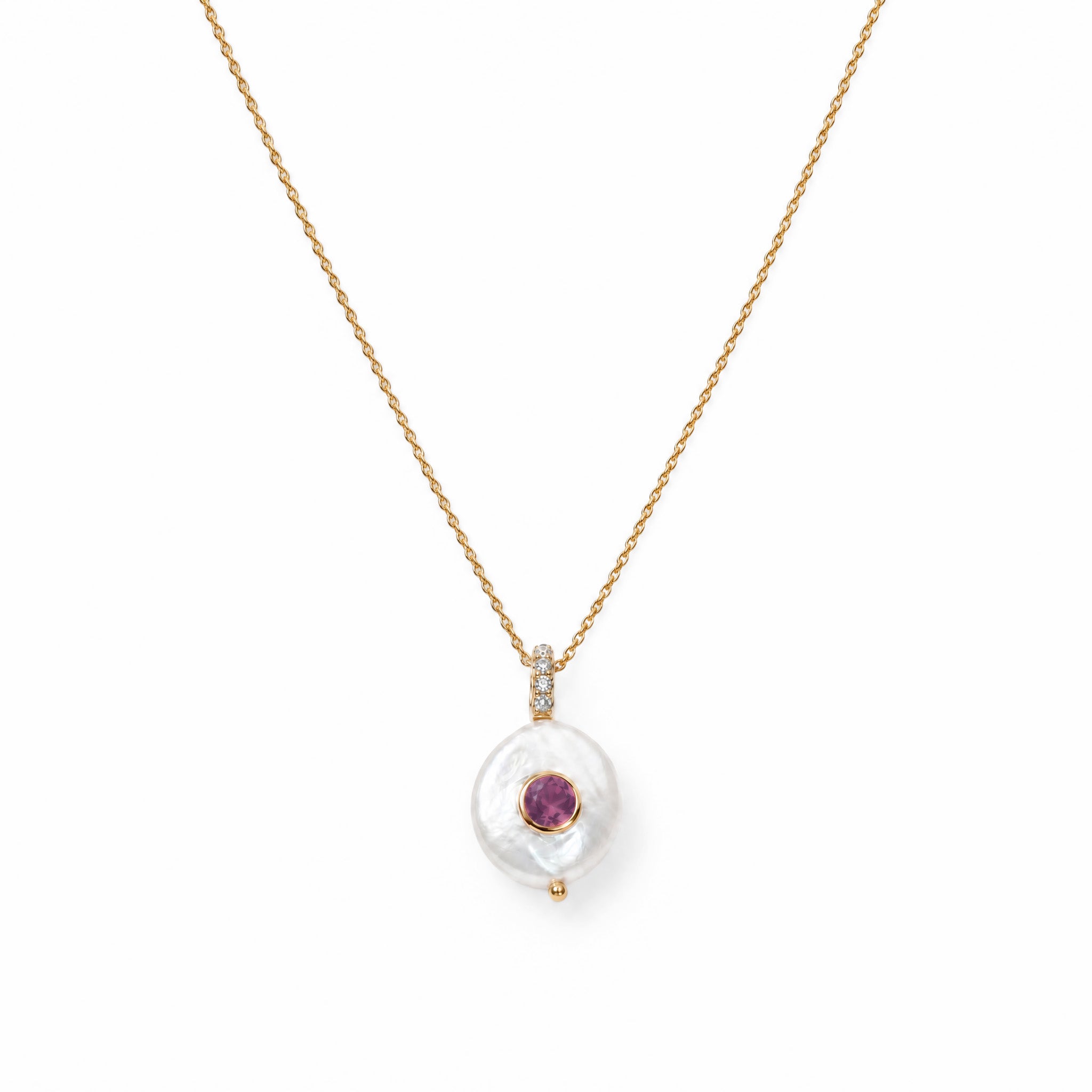 Gemdrops Coin Pearl Charm - Amethyst