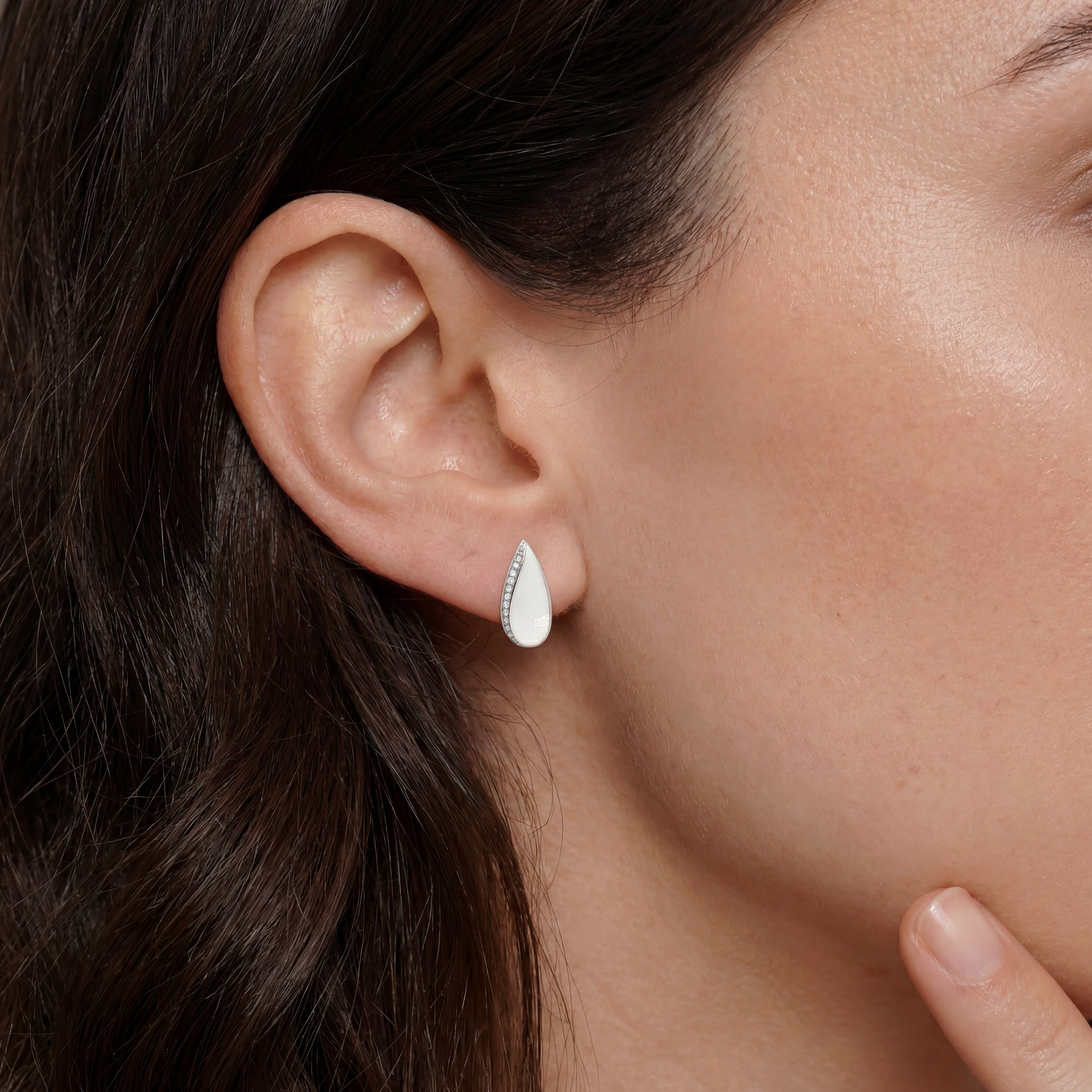 FAROS DIAMONDS & ENAMEL HOOP EARRINGS - SOLD